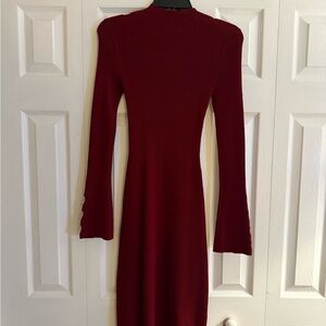 Planet Gold Deep Red Long Sleeve Dress